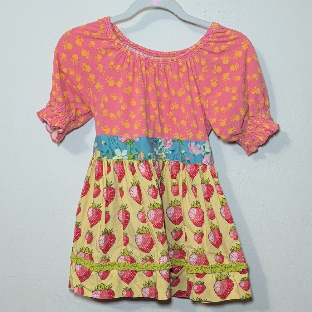 Matilda Jane Strawberry Hill Peasant Top Yellow Pink Floral Girls Size 6